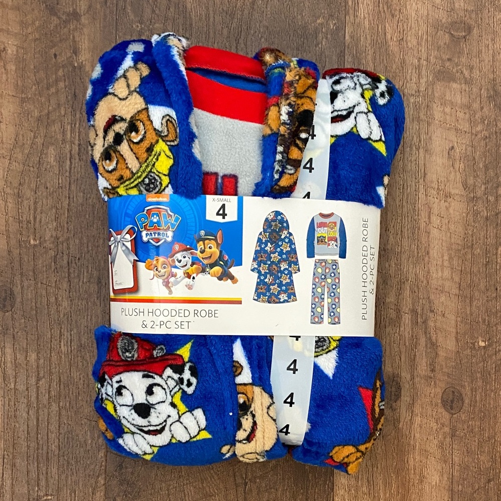New Paw Patrol Blue Plush Robe and Pajama Set and Robe